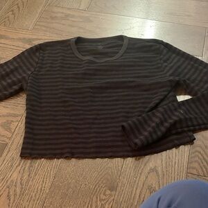 Brandy Melville Black Striped Long Sleeve Tee